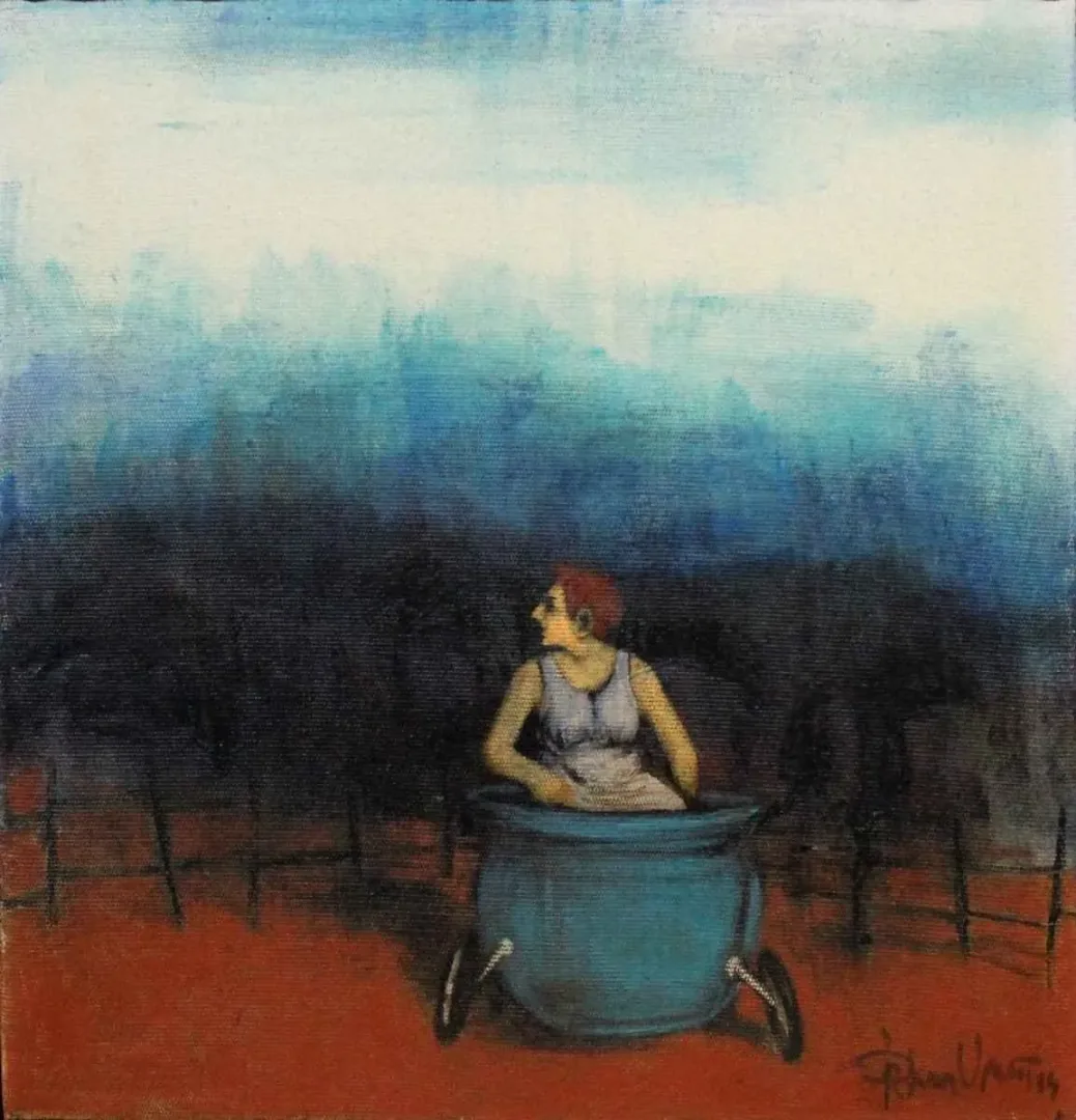 "isimsiz" eseri ORHAN UMUT tarafından 2014 yılında 30x30 cm ölçülerinde Tuval üzeri akrilik boya tekniği ile yapılmıştır.