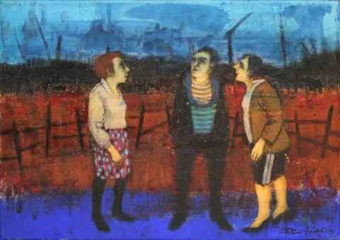 ORHAN UMUT — “isimsiz”, 2014 "isimsiz" eseri ORHAN UMUT tarafından 2014 yılında 25x35 cm ölçülerinde Tuval üzeri akrilik boya tekniği ile yapılmıştır.