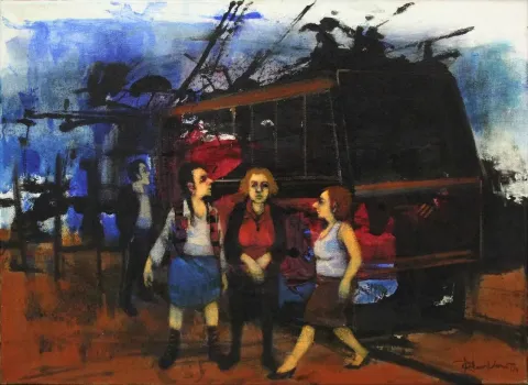 ORHAN UMUT — “isimsiz”, 2014 "isimsiz" eseri ORHAN UMUT tarafından 2014 yılında 35x50 cm ölçülerinde Tuval üzeri akrilik boya tekniği ile yapılmıştır.