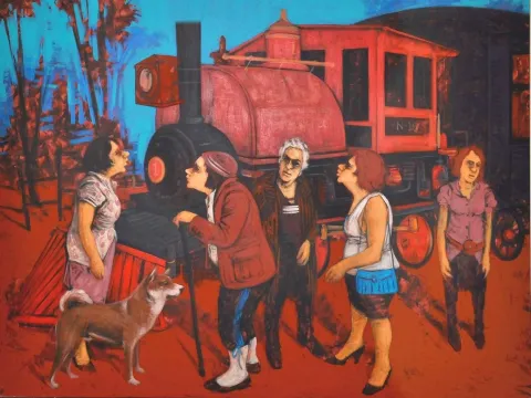 ORHAN UMUT — “isimsiz”, 2014 "isimsiz" eseri ORHAN UMUT tarafından 2014 yılında 150x200 cm ölçülerinde Tuval üzeri akrilik boya tekniği ile yapılmıştır.