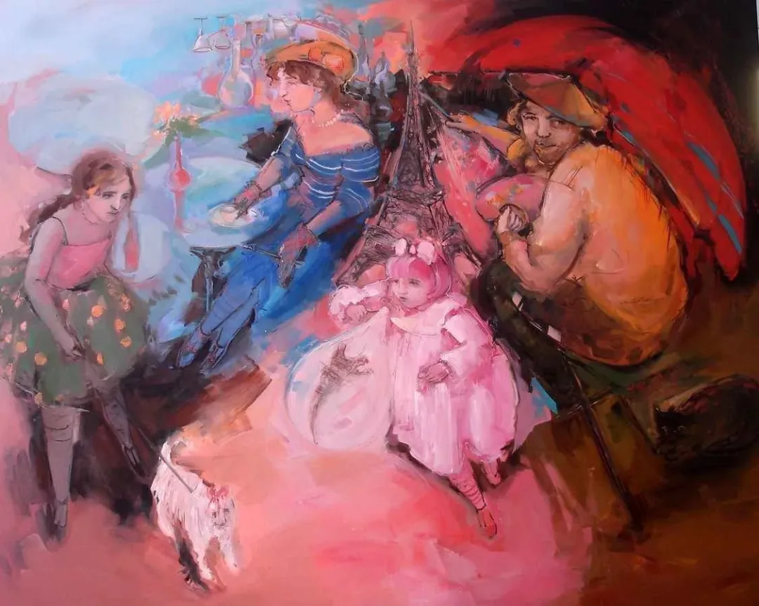 PERUZE HAMURCU — “Montmartreta Ressamlar”, 2014 "Montmartreta Ressamlar" eseri PERUZE HAMURCU tarafından 2014 yılında 120x150 cm ölçülerinde Tuval üzeri yağlı boya tekniği ile yapılmıştır.