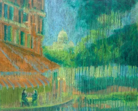 NURHİLAL HARSA — “Pariste Günbatımı”, 2014 "Pariste Günbatımı" eseri NURHİLAL HARSA tarafından 2014 yılında 64x80 cm ölçülerinde Tuval üzeri yağlı boya tekniği ile yapılmıştır.