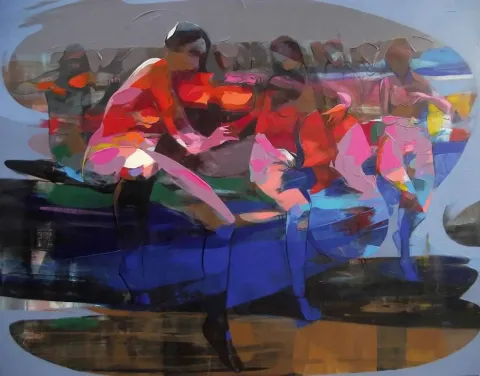 HAKAN ERASLAN — “İsimsiz”, 2014 "İsimsiz" eseri HAKAN ERASLAN tarafından 2014 yılında 80x100 cm ölçülerinde Tuvale üzeri akrilik boya boya tekniği ile yapılmıştır.