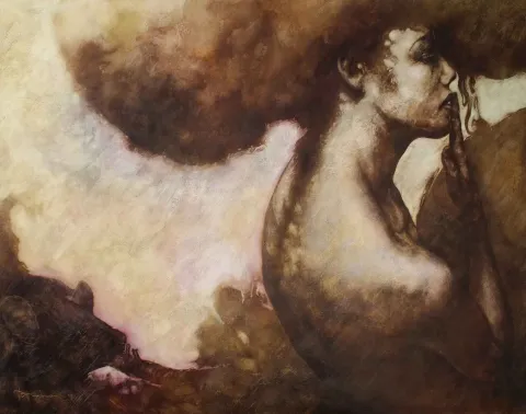 TALAT AYHAN — “isimsiz”, 2014 "isimsiz" eseri TALAT AYHAN tarafından 2014 yılında 73x92 cm ölçülerinde Tuval üzeri karışık teknik tekniği ile yapılmıştır.