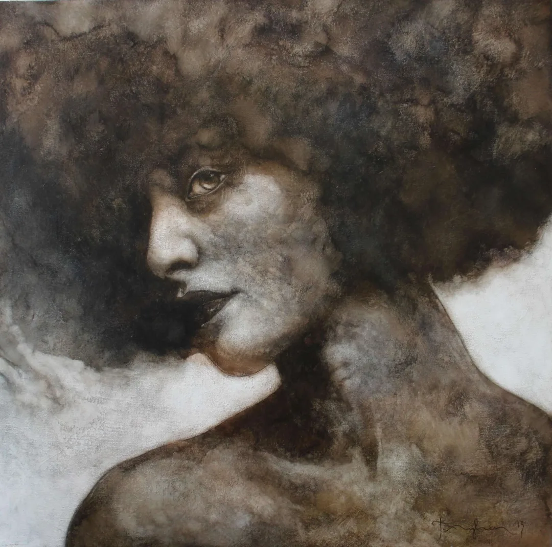 "isimsiz" eseri TALAT AYHAN tarafından 2014 yılında 60x60 cm ölçülerinde Tuval üzeri karışık teknik tekniği ile yapılmıştır.