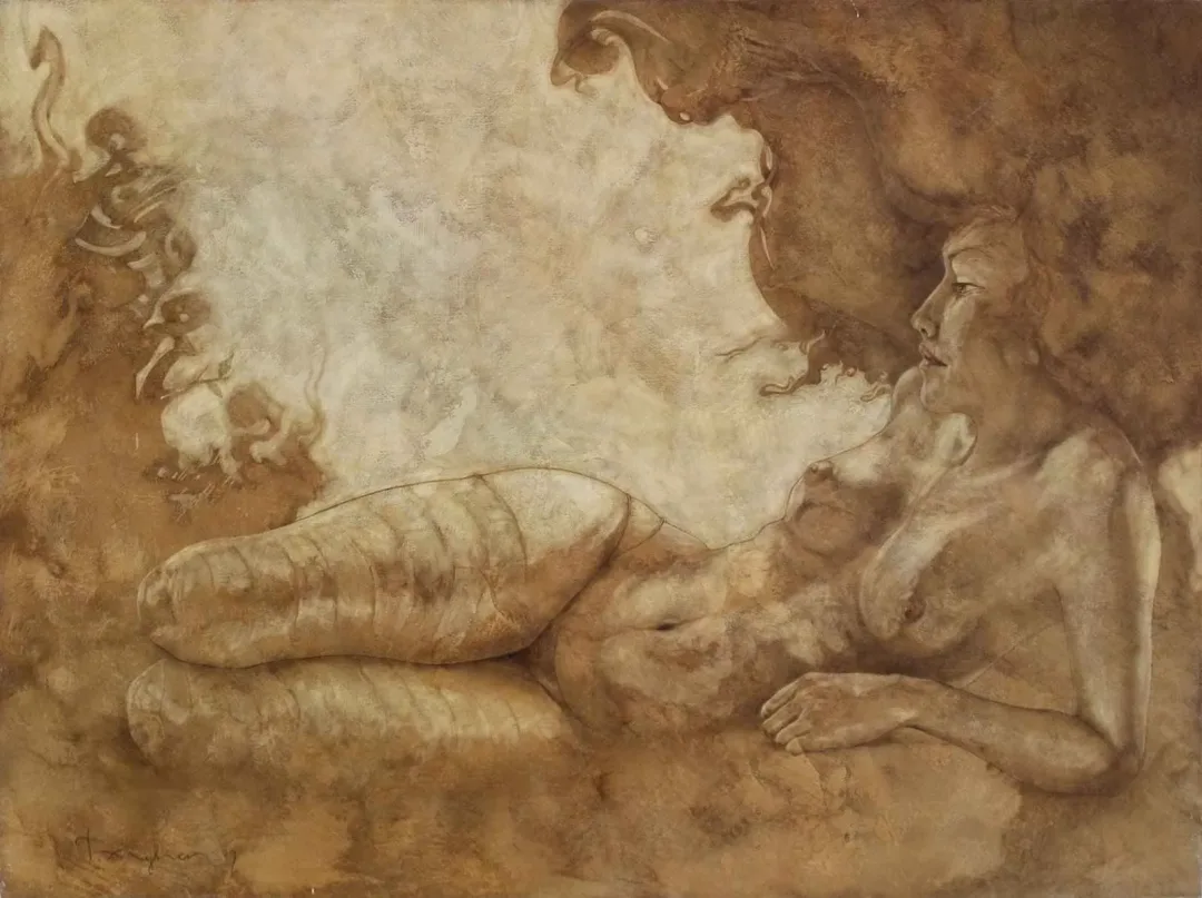 "isimsiz" eseri TALAT AYHAN tarafından 2013 yılında 70x100 cm ölçülerinde Tuval üzeri karışık teknik tekniği ile yapılmıştır.