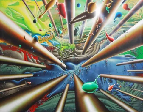 "Araf Serisi" eseri RAŞİT ALTUN tarafından 2014 yılında 110x140 cm ölçülerinde Tuval üzeri akrilik ve yağlı boya tekniği ile yapılmıştır.