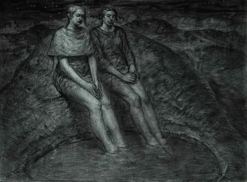 "isimsiz" eseri SERTAP YEĞİN tarafından 2014 yılında 56x76 cm ölçülerinde Füzen tekniği ile yapılmıştır.
