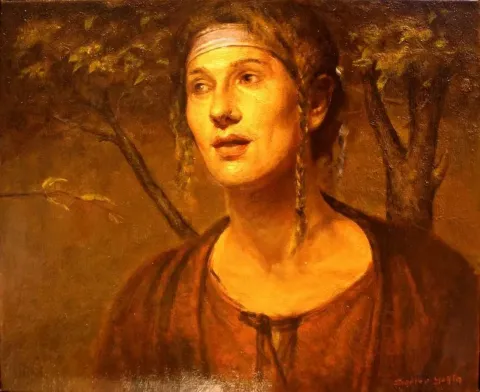 "Portre" eseri SERTAP YEĞİN tarafından 2014 yılında 40x50 cm ölçülerinde Tuval üzeri yağlı boya tekniği ile yapılmıştır.