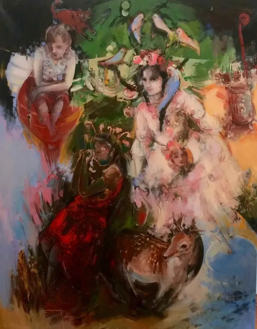 "Güneşe Yürümek" eseri PERUZE HAMURCU tarafından 2015 yılında 180x140 cm ölçülerinde Tuval üzeri yağlı boya tekniği ile yapılmıştır.