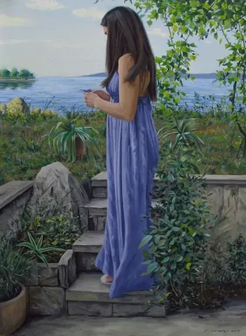 "Lila" eseri FATİH KARAKAŞ tarafından 2015 yılında 80x60 cm ölçülerinde Tuval üzeri yağlı boya tekniği ile yapılmıştır.