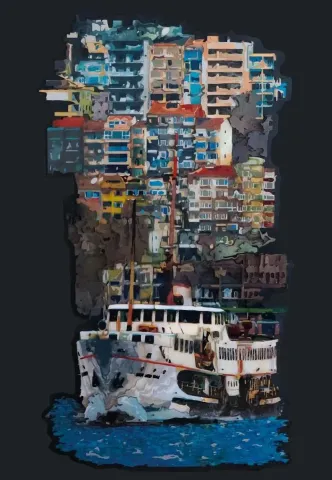 EMRE LÜLE tarafından 2015 yılında 180x110 cm ölçülerinde Pleksiglas+Ahşap tekniği ile yapılmıştır.