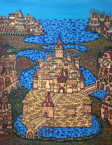 İREM ÇAMLICA — “Matrak Şehrin Boş Adaleti”, 2015 "Matrak Şehrin Boş Adaleti" eseri İREM ÇAMLICA tarafından 2015 yılında 180x140 cm ölçülerinde Tuval üzeri yağlı boya tekniği ile yapılmıştır.
