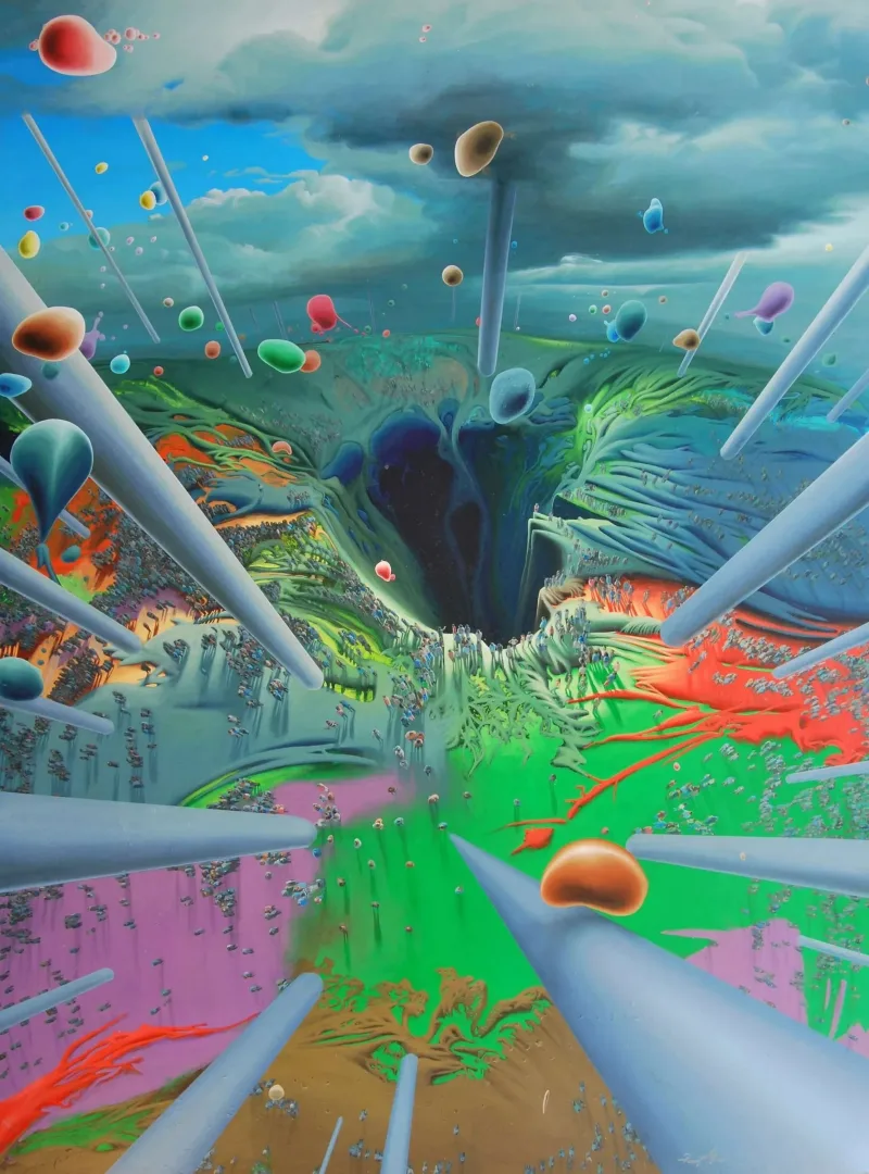 RAŞİT ALTUN — “Araf”, 2014 "Araf" eseri RAŞİT ALTUN tarafından 2014 yılında 200x150 cm ölçülerinde Tuval üzeri akrilik boya tekniği ile yapılmıştır.
