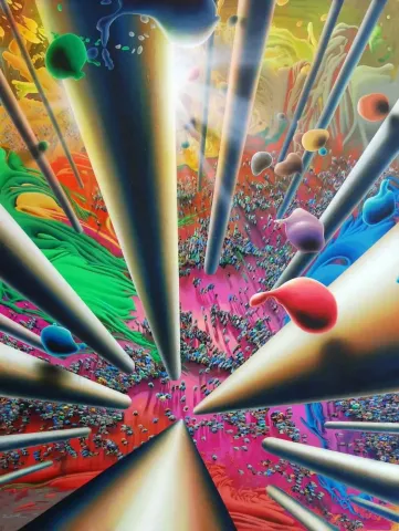 "Araf" eseri RAŞİT ALTUN tarafından 2015 yılında 120x90 cm ölçülerinde Tuval üzeri akrilik boya tekniği ile yapılmıştır.