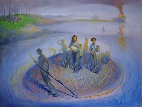 "İstanbul Hikayeleri-1" eseri YUSUF ŞENGÜR tarafından 2015 yılında 120x90 cm ölçülerinde Tuval üzeri yağlı boya tekniği ile yapılmıştır.