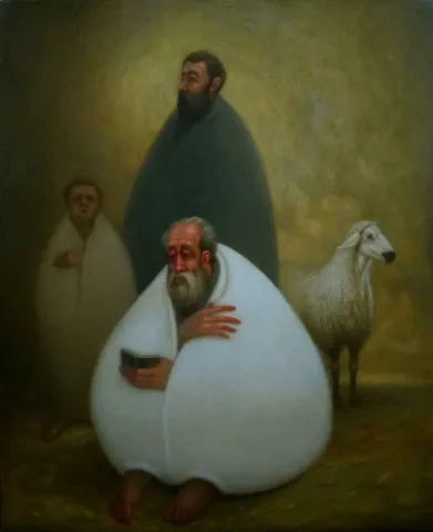 "Kurban" eseri ÖMER EKEN tarafından 2015 yılında 50x40 cm ölçülerinde Tuval üzeri yağlı boya tekniği ile yapılmıştır.