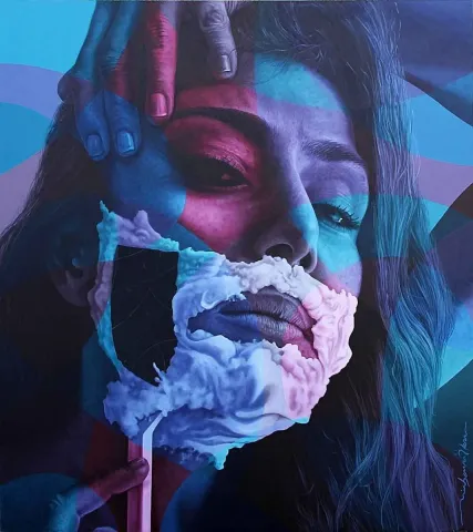 BİRKANCAN ÖZKAN — “Traş”, 2014 "Traş" eseri BİRKANCAN ÖZKAN tarafından 2014 yılında 180x160 cm ölçülerinde Tuval üzeri akrilik boya tekniği ile yapılmıştır.