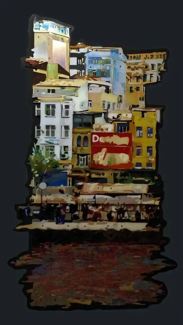 "İsimsiz" eseri EMRE LÜLE tarafından 2015 yılında 181x108 cm ölçülerinde Pleksiglas+Ahşap tekniği ile yapılmıştır.