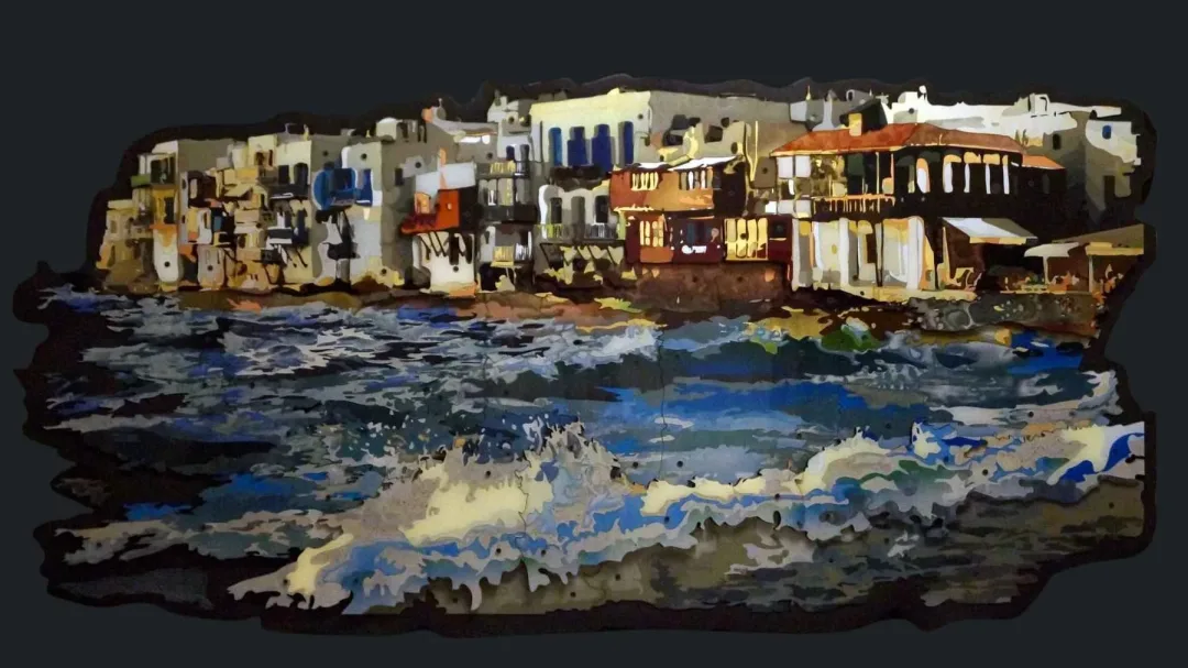 yakınlaştır "Mikonos" eseri EMRE LÜLE tarafından 2015 yılında 80x160 cm ölçülerinde Pleksiglas+Ahşap tekniği ile yapılmıştır.