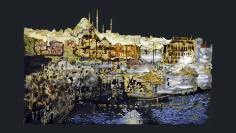 EMRE LÜLE — “Eminönü”, 2015 "Eminönü" eseri EMRE LÜLE tarafından 2015 yılında 90x150 cm ölçülerinde Pleksiglas+Ahşap tekniği ile yapılmıştır.