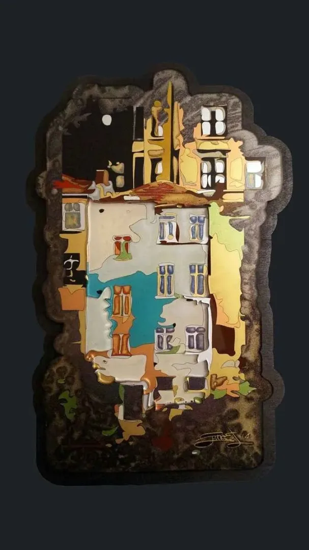 yakınlaştır "İsimsiz" eseri EMRE LÜLE tarafından 2015 yılında 44x29 cm ölçülerinde Pleksiglas+Ahşap tekniği ile yapılmıştır.