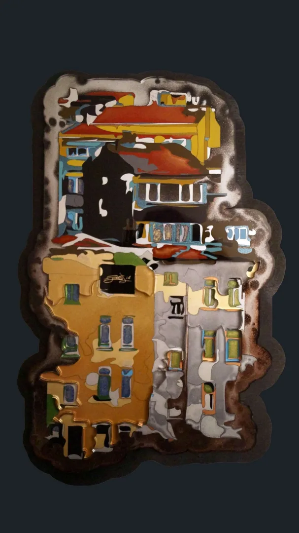"İsimsiz" eseri EMRE LÜLE tarafından 2015 yılında 44x29 cm ölçülerinde Pleksiglas+Ahşap tekniği ile yapılmıştır.