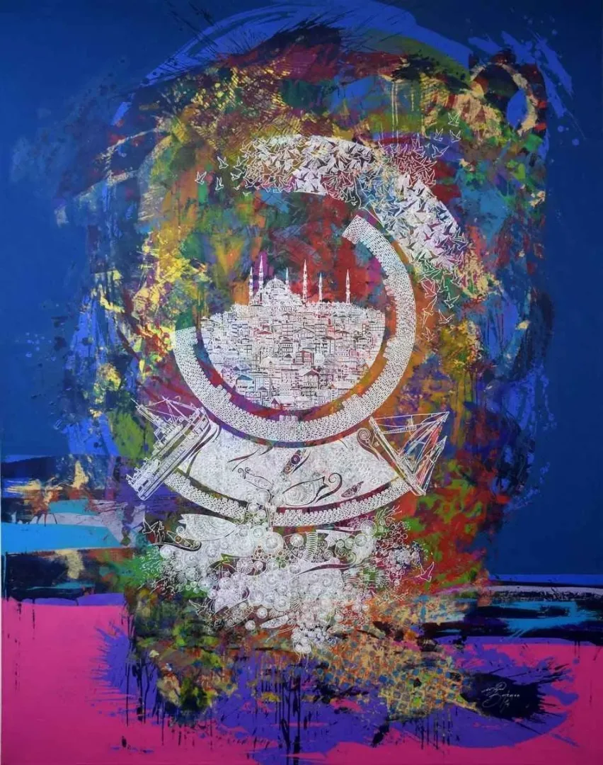 ENGİN KORKMAZ — “İsimsiz”, 2014 "İsimsiz" eseri ENGİN KORKMAZ tarafından 2014 yılında 180x140 cm ölçülerinde Tuval üzeri akrilik boya tekniği ile yapılmıştır.