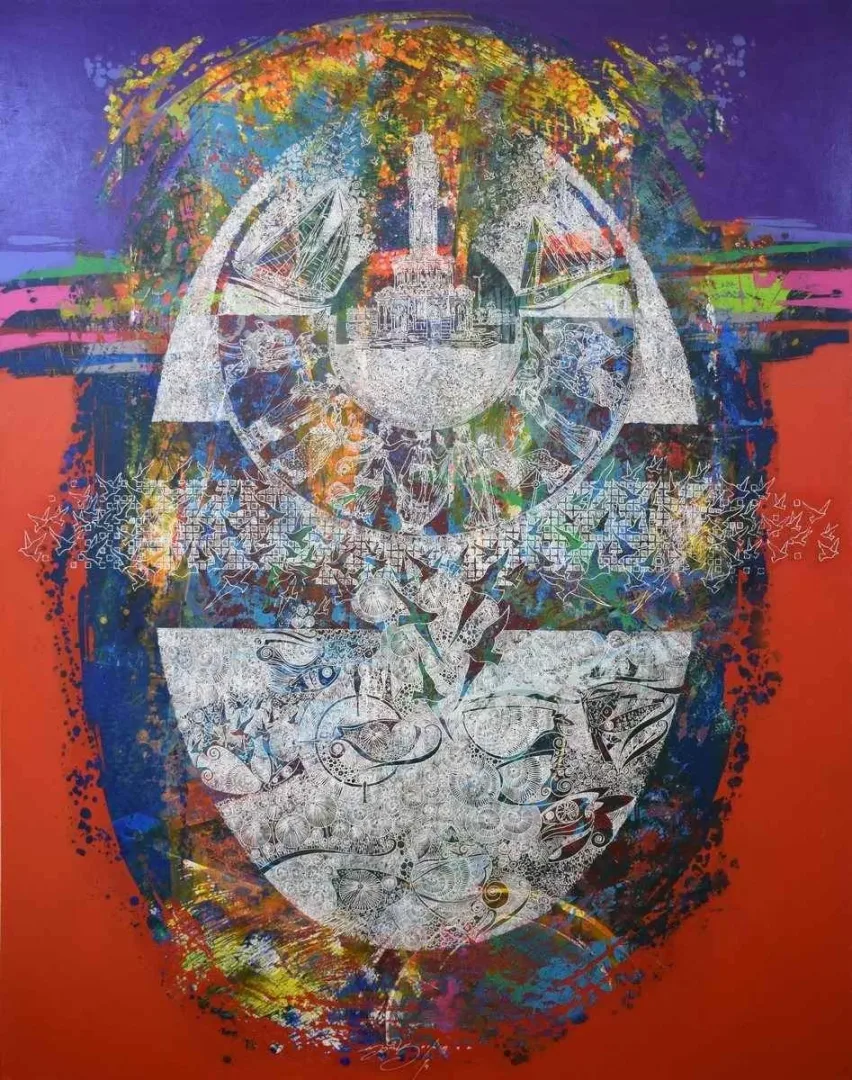 ENGİN KORKMAZ — “İsimsiz”, 2014 "İsimsiz" eseri ENGİN KORKMAZ tarafından 2014 yılında 180x140 cm ölçülerinde Tuval üzeri akrilik boya tekniği ile yapılmıştır.