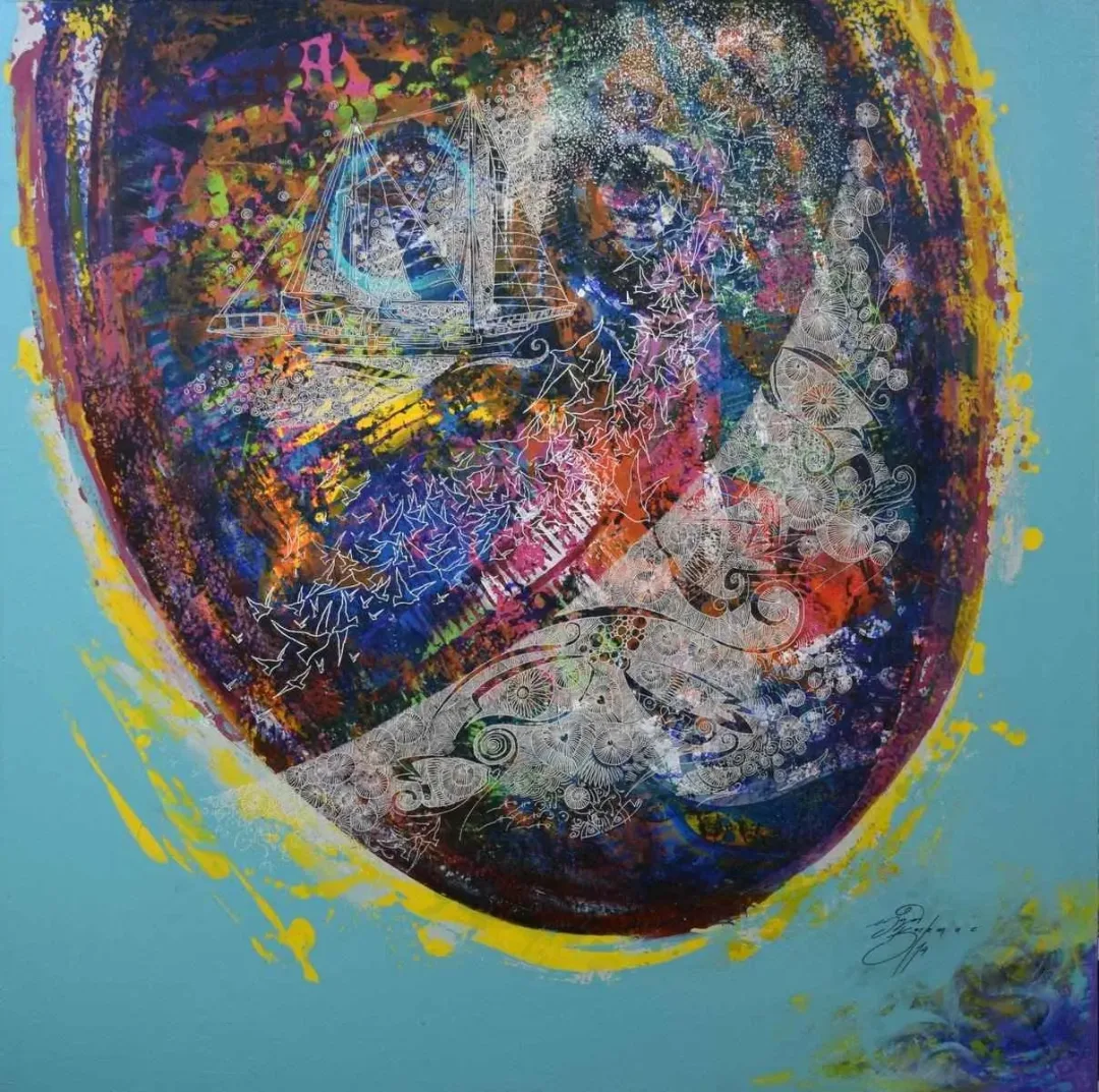 ENGİN KORKMAZ — “İsimsiz”, 2014 "İsimsiz" eseri ENGİN KORKMAZ tarafından 2014 yılında 115x115 cm ölçülerinde Tuval üzeri akrilik boya tekniği ile yapılmıştır.