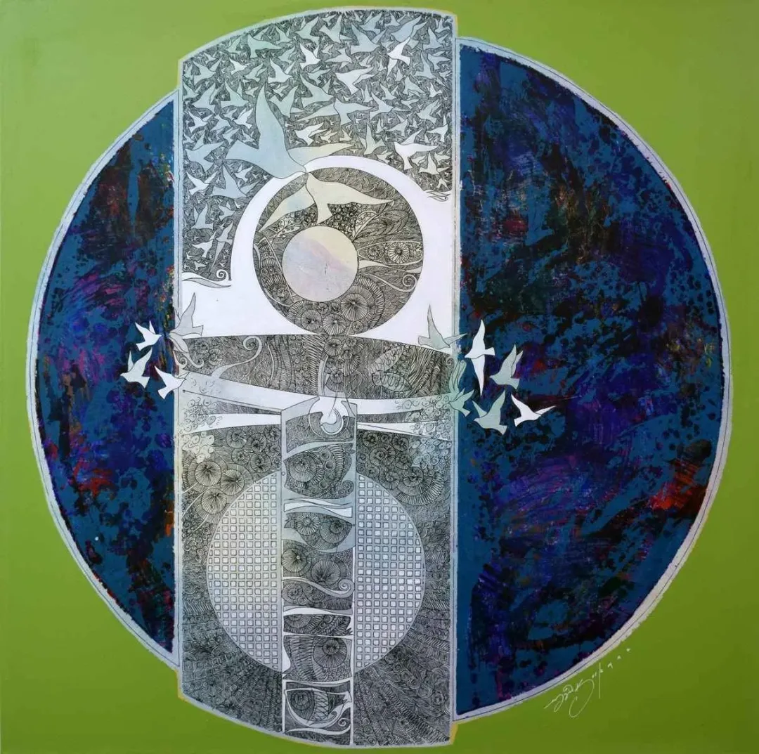 ENGİN KORKMAZ — “İsimsiz”, 2014 "İsimsiz" eseri ENGİN KORKMAZ tarafından 2014 yılında 115x115 cm ölçülerinde Tuval üzeri akrilik boya tekniği ile yapılmıştır.