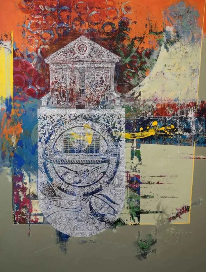 ENGİN KORKMAZ — “İsimsiz”, 2014 "İsimsiz" eseri ENGİN KORKMAZ tarafından 2014 yılında 135x105 cm ölçülerinde Tuval üzeri akrilik boya tekniği ile yapılmıştır.