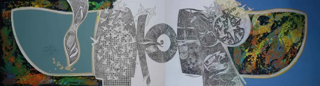 ENGİN KORKMAZ — “İsimsiz”, 2014 "İsimsiz" eseri ENGİN KORKMAZ tarafından 2014 yılında 56x220 cm ölçülerinde Tuval üzeri akrilik boya tekniği ile yapılmıştır.