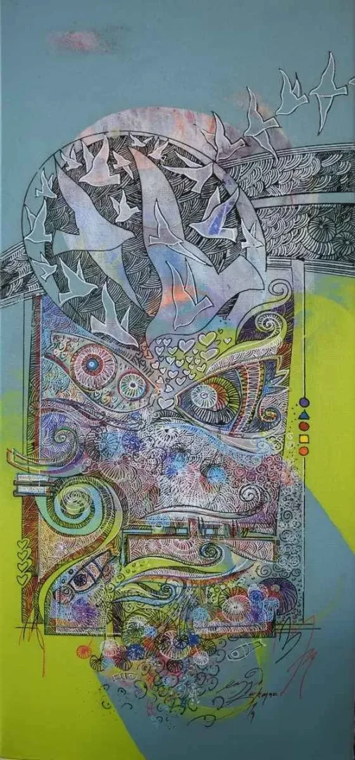 ENGİN KORKMAZ — “İsimsiz”, 2014 "İsimsiz" eseri ENGİN KORKMAZ tarafından 2014 yılında 67x29 cm ölçülerinde Tuval üzeri akrilik boya tekniği ile yapılmıştır.