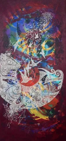 "İsimsiz" eseri ENGİN KORKMAZ tarafından 2014 yılında 67x29 cm ölçülerinde Tuval üzeri akrilik boya tekniği ile yapılmıştır.