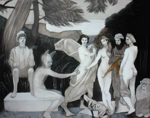 "Parisin yargısı-II" eseri ERCAN AYÇİÇEK tarafından 2015 yılında 80x100 cm ölçülerinde Tuval üzeri akrilik boya tekniği ile yapılmıştır.