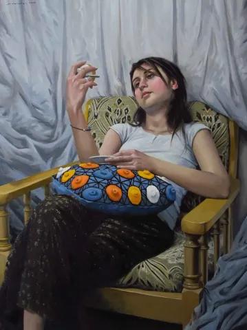 FATİH KARAKAŞ — “Fal”, 2015 "Fal" eseri FATİH KARAKAŞ tarafından 2015 yılında 120x90 cm ölçülerinde Tuval üzeri yağlı boya tekniği ile yapılmıştır.