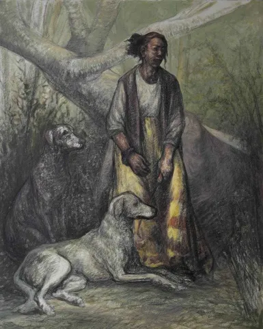 AHMET UMUR DENİZ — “Kağıt Toplayıcı Kadın”, 2008 "Kağıt Toplayıcı Kadın" eseri AHMET UMUR DENİZ tarafından 2008 yılında 135x109 cm ölçülerinde Kağıt üzeri karışık teknik tekniği ile yapılmıştır.