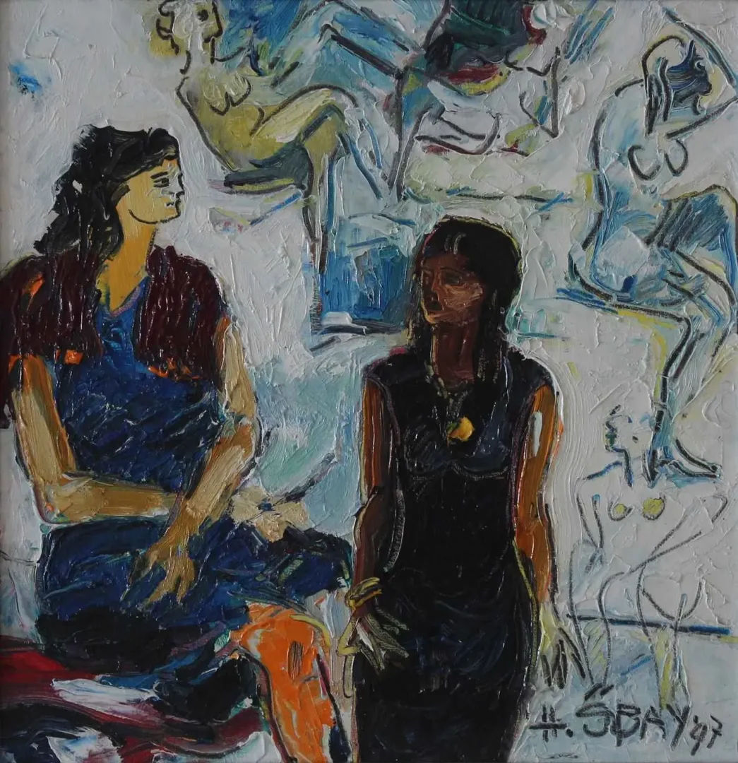 HİLMİ ÖZBAY — “Kuma”, 1997 "Kuma" eseri HİLMİ ÖZBAY tarafından 1997 yılında 27x27 cm ölçülerinde Duralit üzeri yağlı boya tekniği ile yapılmıştır.