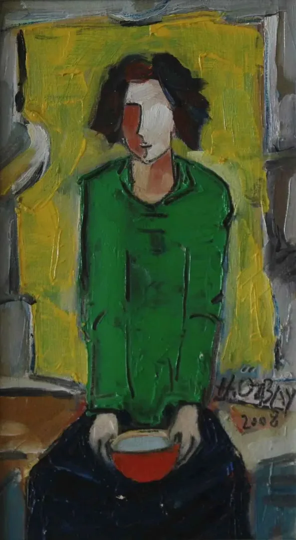 HİLMİ ÖZBAY — “İsimsiz”, 2008 "İsimsiz" eseri HİLMİ ÖZBAY tarafından 2008 yılında 28x16 cm ölçülerinde Duralit üzeri yağlı boya tekniği ile yapılmıştır.
