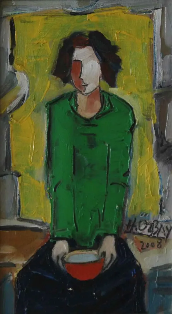 HİLMİ ÖZBAY — “İsimsiz”, 2008 "İsimsiz" eseri HİLMİ ÖZBAY tarafından 2008 yılında 28x16 cm ölçülerinde Duralit üzeri yağlı boya tekniği ile yapılmıştır.