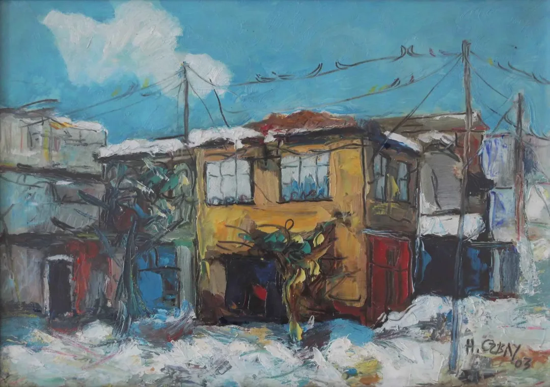 HİLMİ ÖZBAY — “İsimsiz”, 2003 "İsimsiz" eseri HİLMİ ÖZBAY tarafından 2003 yılında 30x42 cm ölçülerinde Kağıt üzeri yağlı boya tekniği ile yapılmıştır.