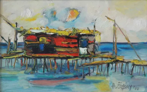 HİLMİ ÖZBAY — “Dalyan V”, 2010 "Dalyan V" eseri HİLMİ ÖZBAY tarafından 2010 yılında 24x38 cm ölçülerinde Duralit üzeri yağlı boya tekniği ile yapılmıştır.