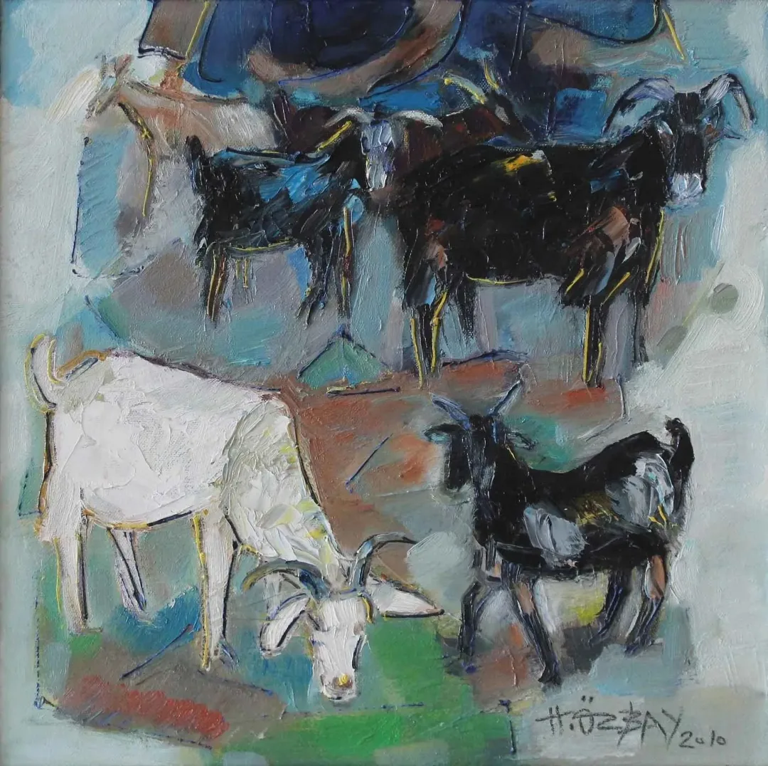 "Keçiler I" eseri HİLMİ ÖZBAY tarafından 2010 yılında 40x40 cm ölçülerinde Tuval üzeri yağlı boya tekniği ile yapılmıştır.