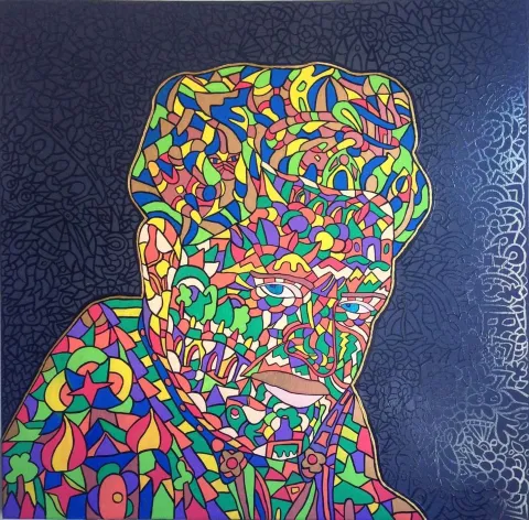 İREM ÇAMLICA — “Nazım Hikmet”, 2015 "Nazım Hikmet" eseri İREM ÇAMLICA tarafından 2015 yılında 100x100 cm ölçülerinde Tuval üzeri yağlı boya tekniği ile yapılmıştır.
