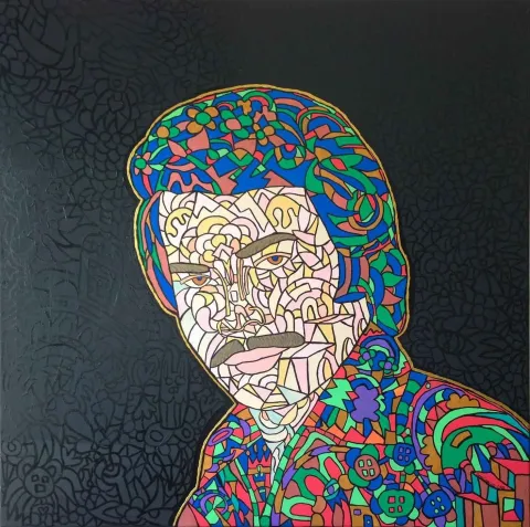İREM ÇAMLICA — “Orhan Gencebay”, 2015 "Orhan Gencebay" eseri İREM ÇAMLICA tarafından 2015 yılında 100x100 cm ölçülerinde Tuval üzeri yağlı boya tekniği ile yapılmıştır.