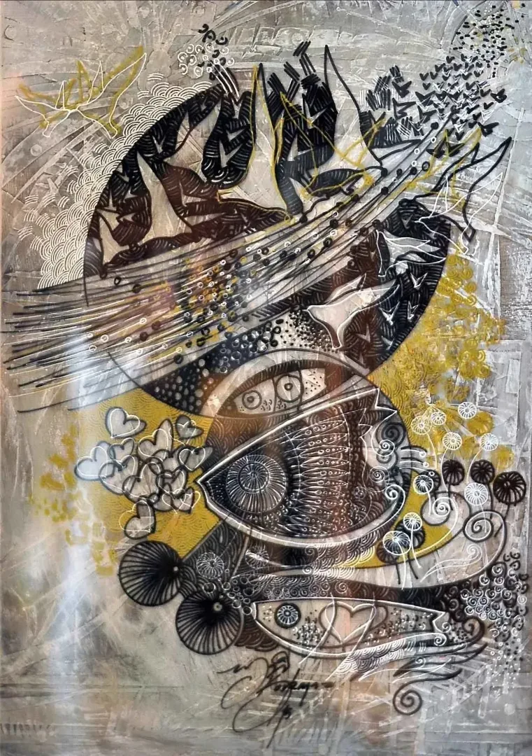 ENGİN KORKMAZ — 2015 Bu eser ENGİN KORKMAZ tarafından 2015 yılında 42x30 cm ölçülerinde Desen tekniği ile yapılmıştır.