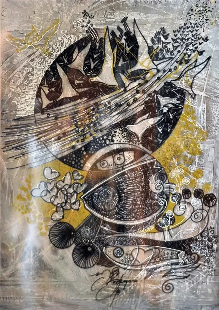 ENGİN KORKMAZ — 2015 Bu eser ENGİN KORKMAZ tarafından 2015 yılında 42x30 cm ölçülerinde Desen tekniği ile yapılmıştır.