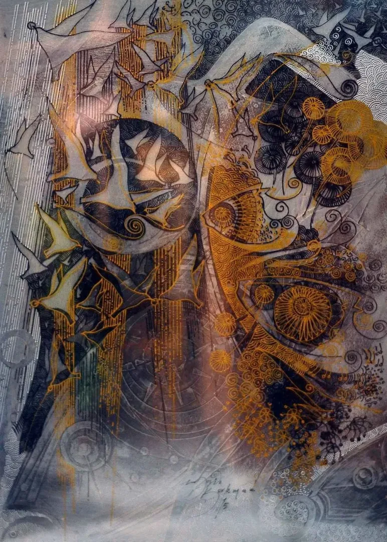 ENGİN KORKMAZ — 2015 Bu eser ENGİN KORKMAZ tarafından 2015 yılında 42x30 cm ölçülerinde Desen tekniği ile yapılmıştır.