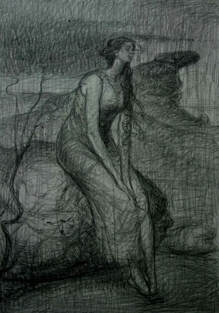 Bu eser SERTAP YEĞİN tarafından 2015 yılında 42x30 cm ölçülerinde Desen tekniği ile yapılmıştır.